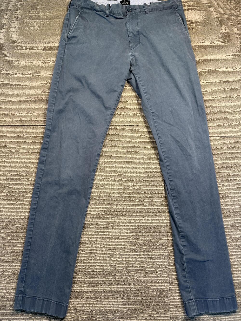 J Crew Flex Driggs Pants Mens 32x34 Blue Chino Flat Front Tapered Leg Casual